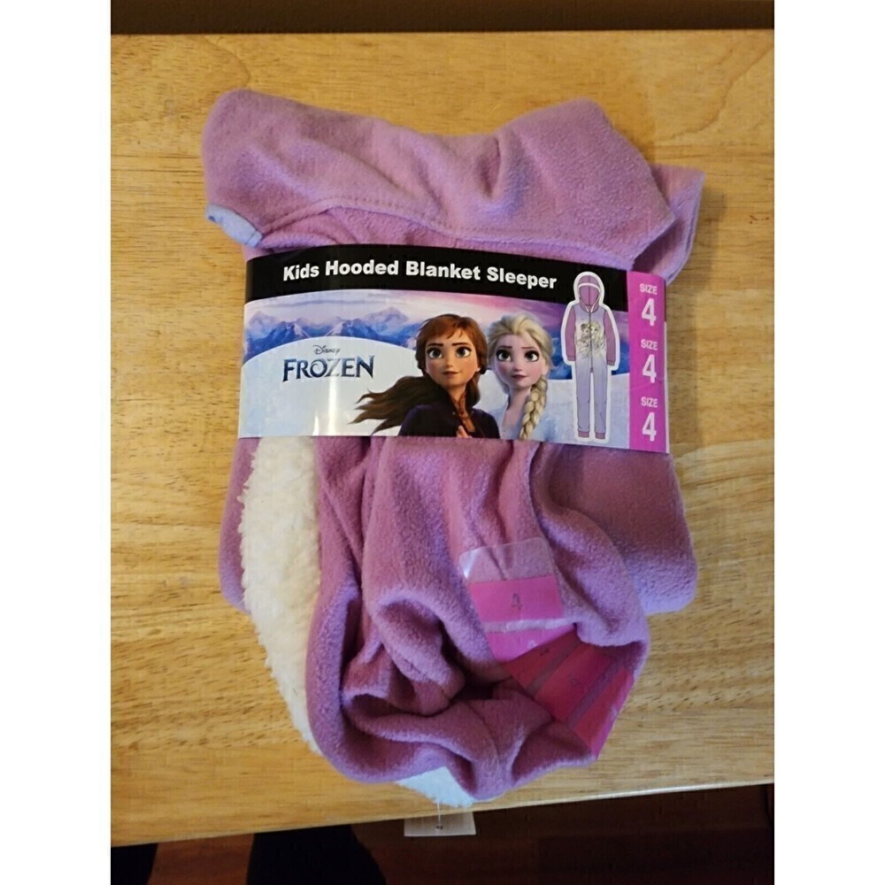 NWT Girl s Disney Frozen Hooded Blanket Sleeper Pajamas Size 4